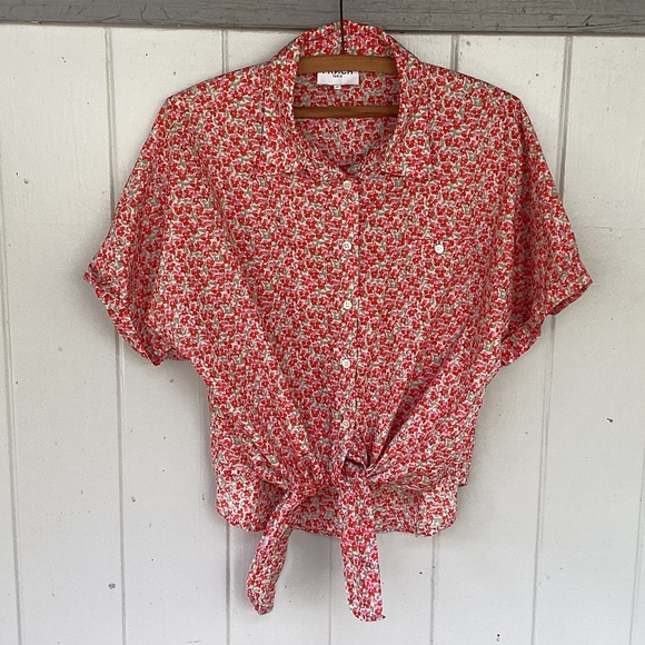 anthropologie SHIRT flower TOP button down - Picture 1 of 4